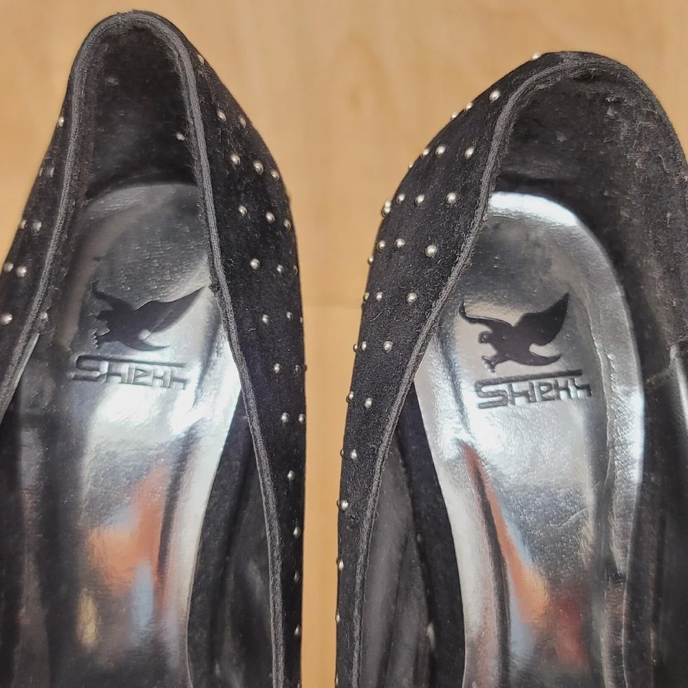 Shiekh Women's Pumps Size 5.5 M Black high heels Platforms silver studs